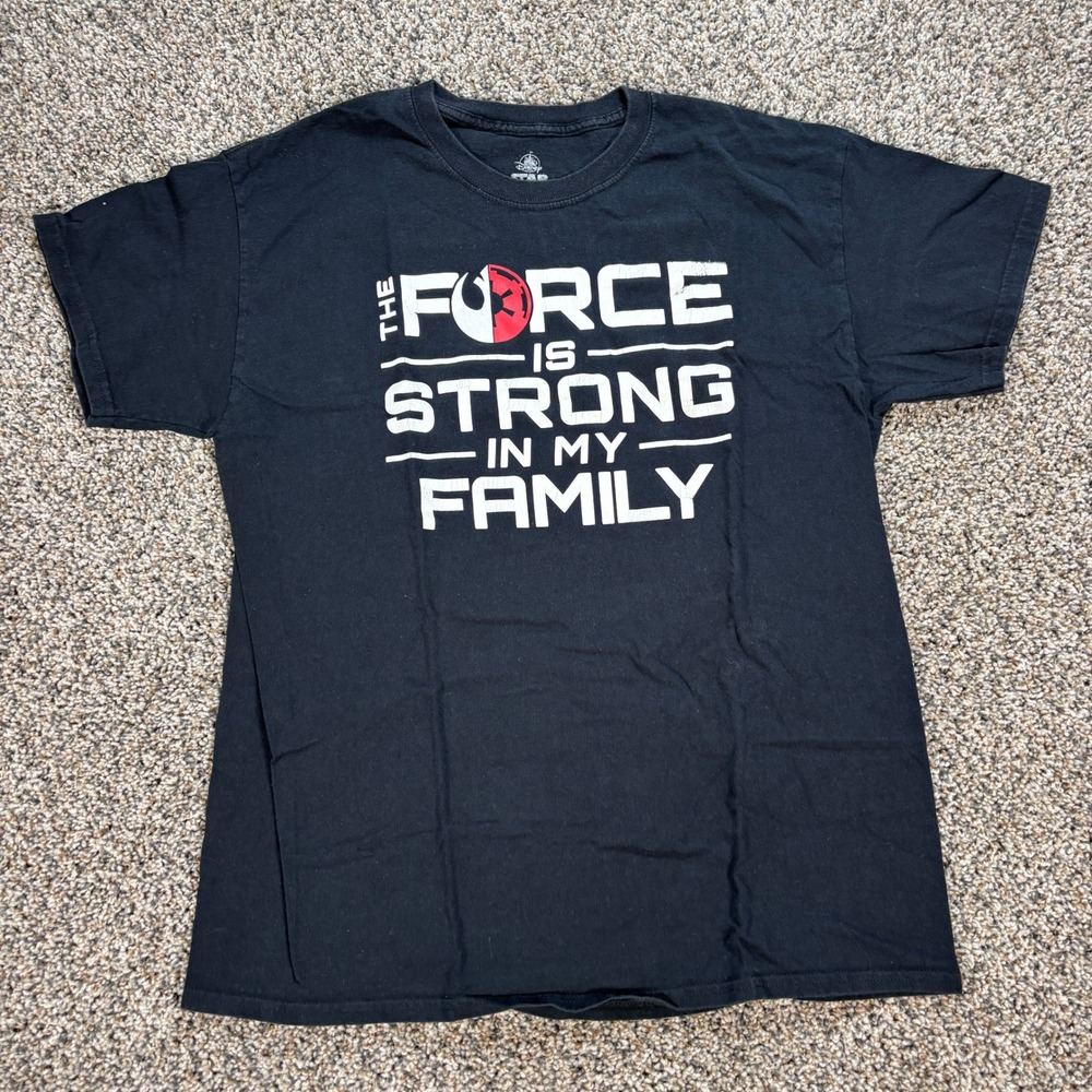 Disney Parks Star Wars Men's L The Force Is Strong In My Family T-Shirt Black